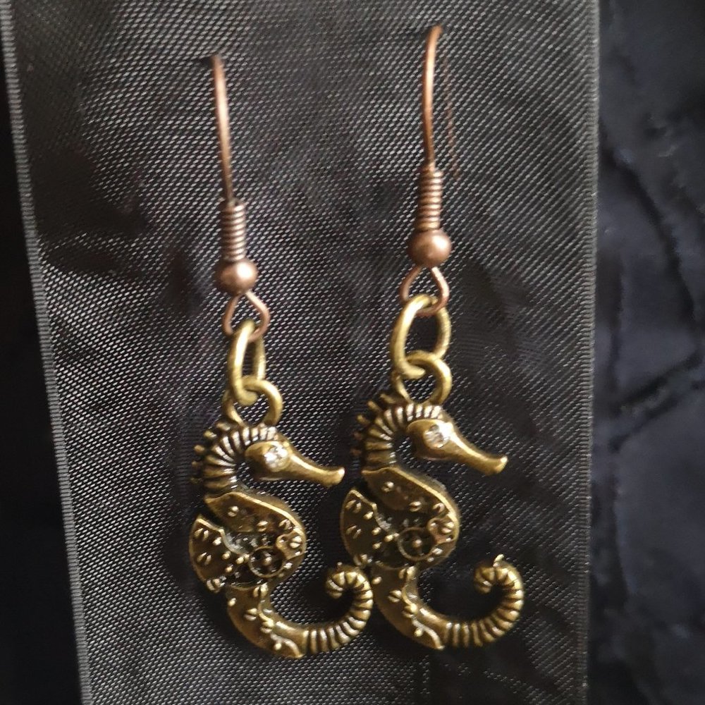 NEW - Handmade One-of-a-Kind Seahorse Earrings - Steampunk Found Objects
